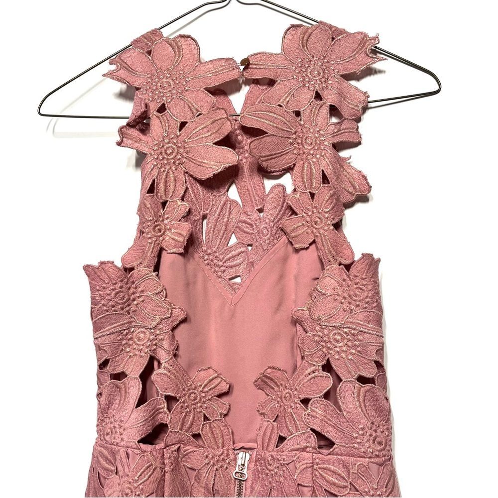 Saylor X Free People Jessa Lace Mini Shift Dress in Blush Mauve Pink S - Picture 8 of 14